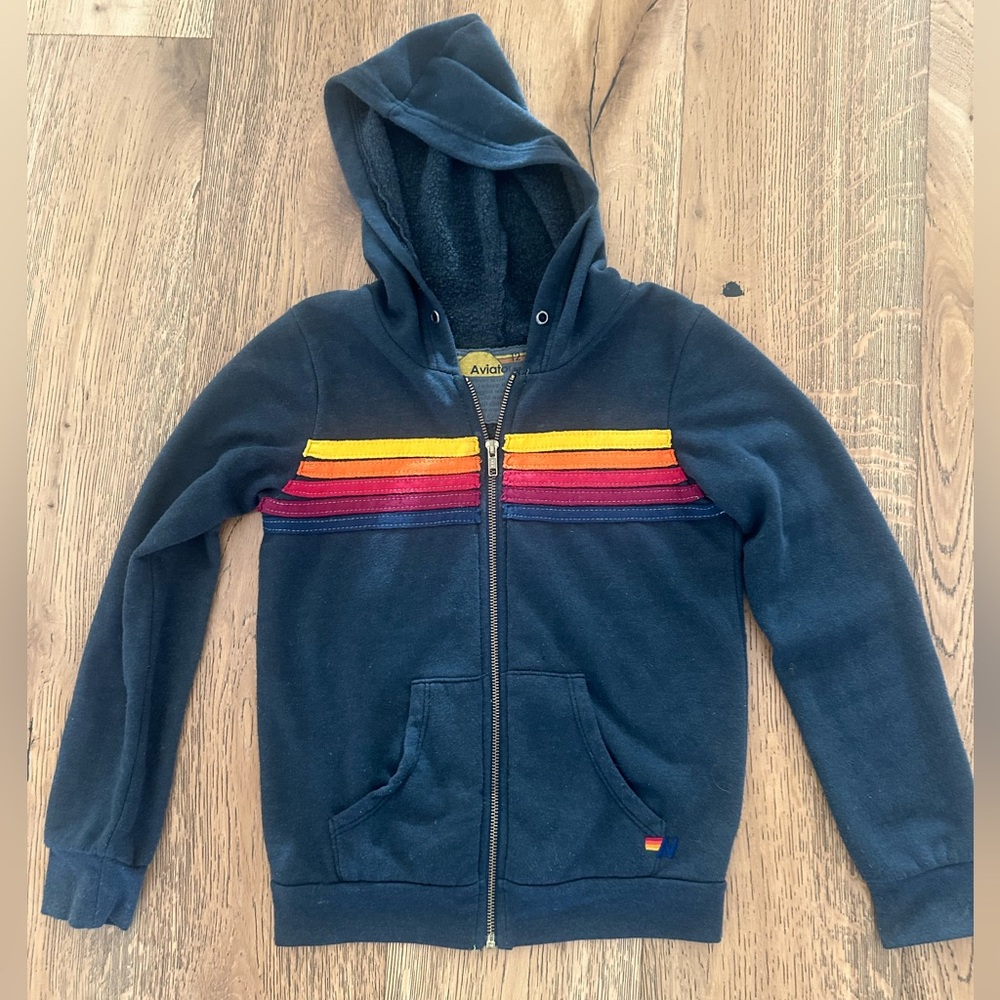 Aviator Nation kids size 12 charcoal gray zip up